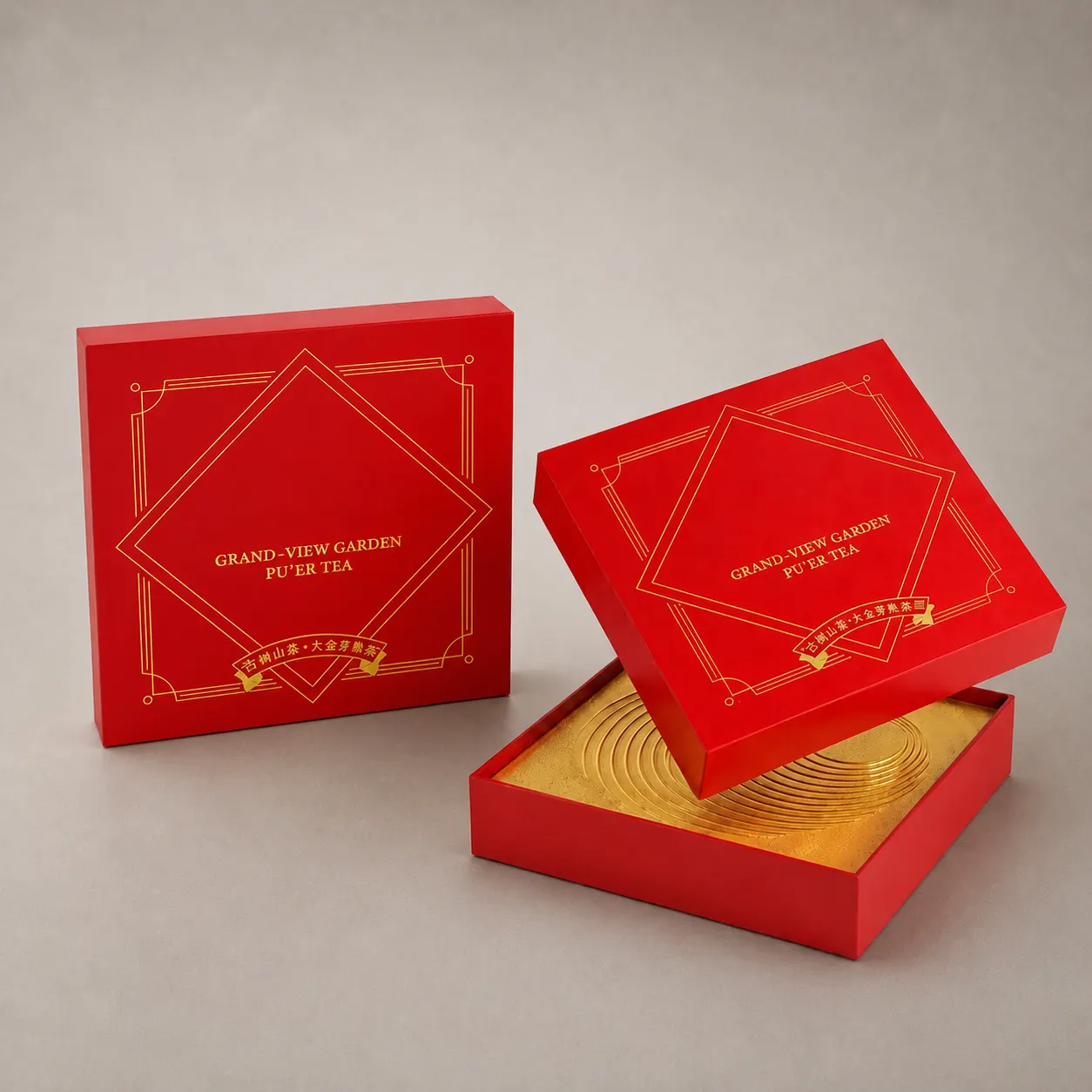 Luxury Crimson Red Gold Diamond Cover & Tray Rigid Box — image 1 of 4