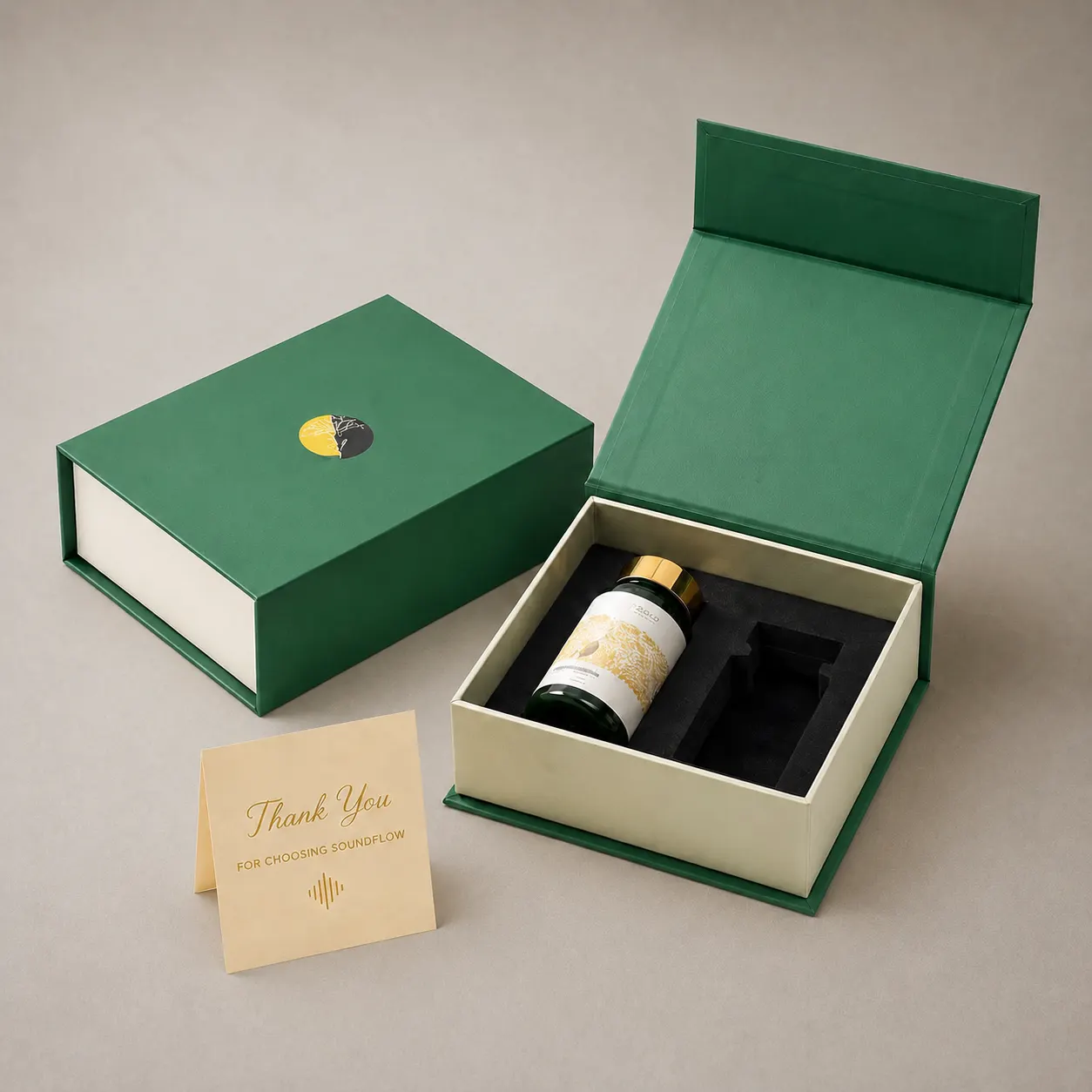 Luxury Emerald Green & Ivory Book-Style Supplement Box — image 1 of 4