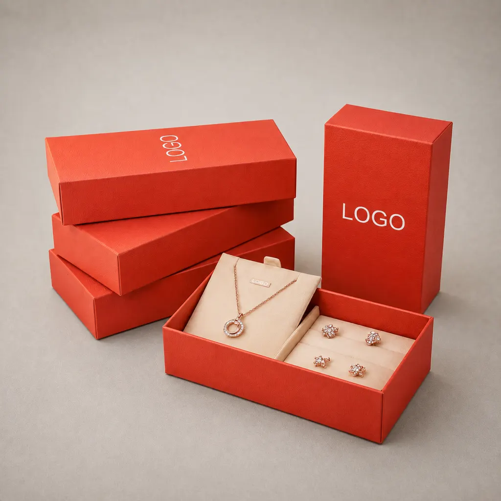Luxury Vermilion Red Leatherette Cover & Tray Jewelry Box — image 1 of 4