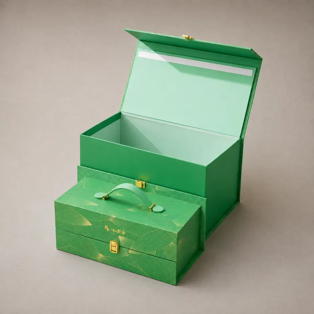 Luxury Botanical Green Multi-Tier Briefcase Drawer Box — image 1 of 4