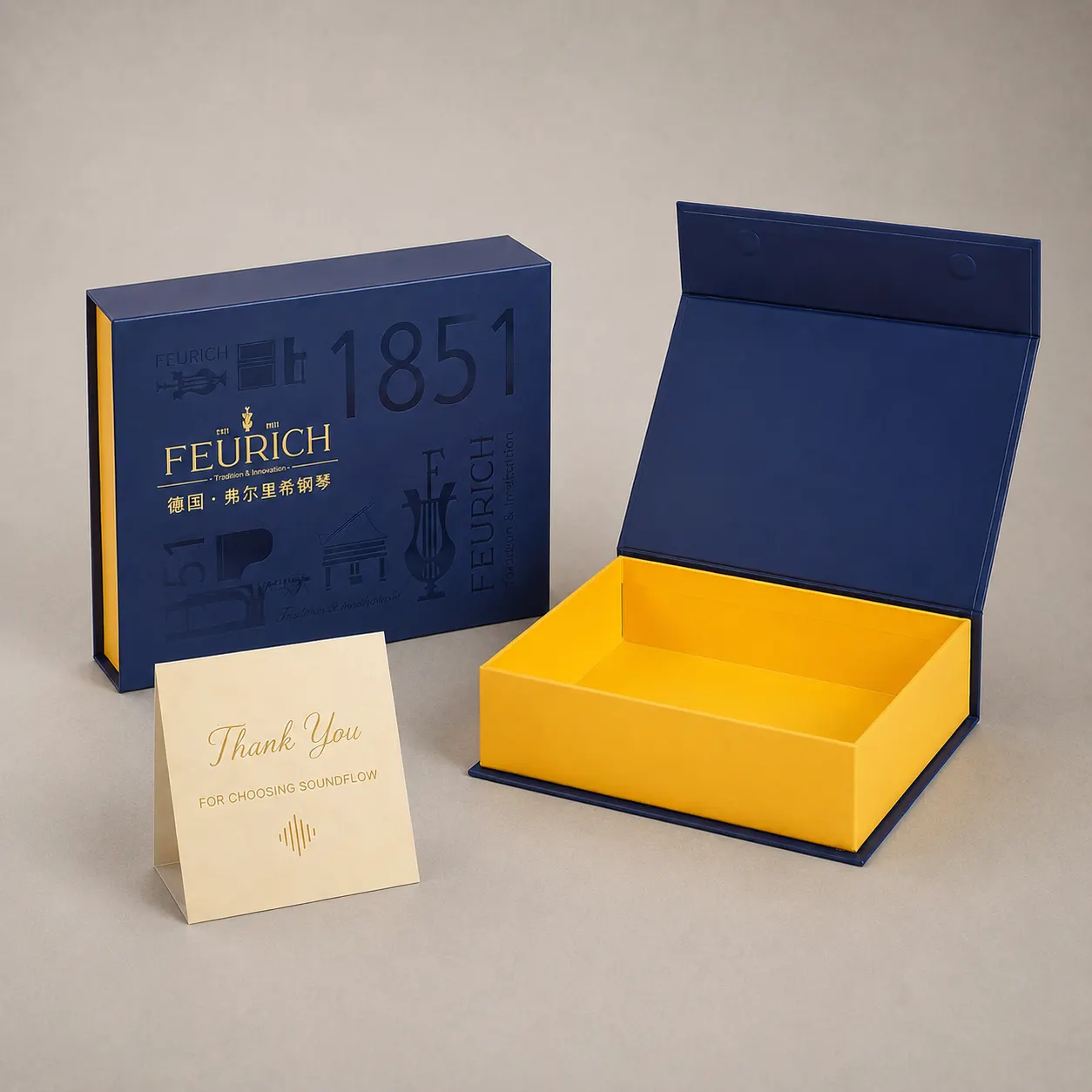 Luxury Prussian Blue Heritage Musical Book-Style Rigid Box — image 1 of 4