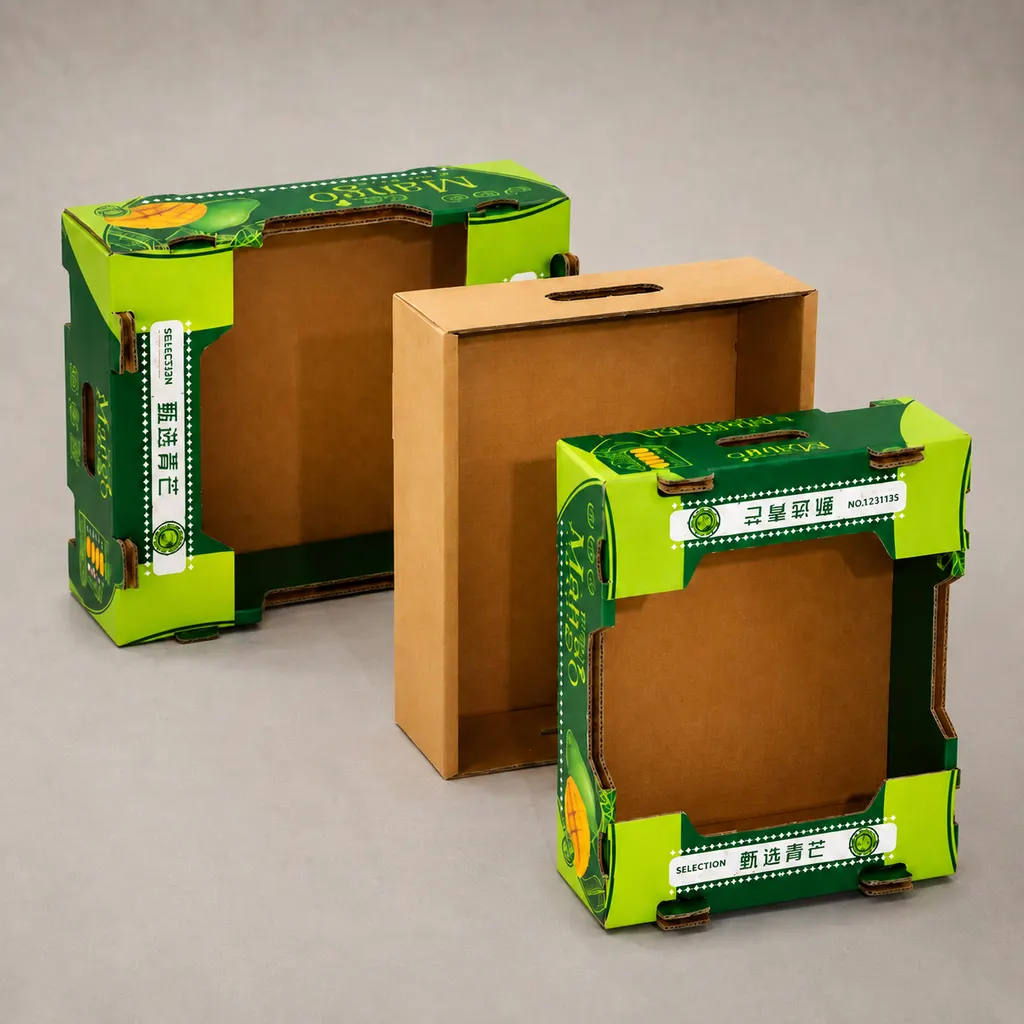 Heavy-Duty Stackable Corrugated Fruit Display Crate — image 1 of 4