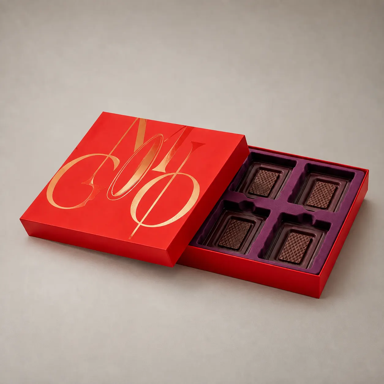 Luxury Scarlet Red Chocolate Book-Style Rigid Box — image 1 of 4