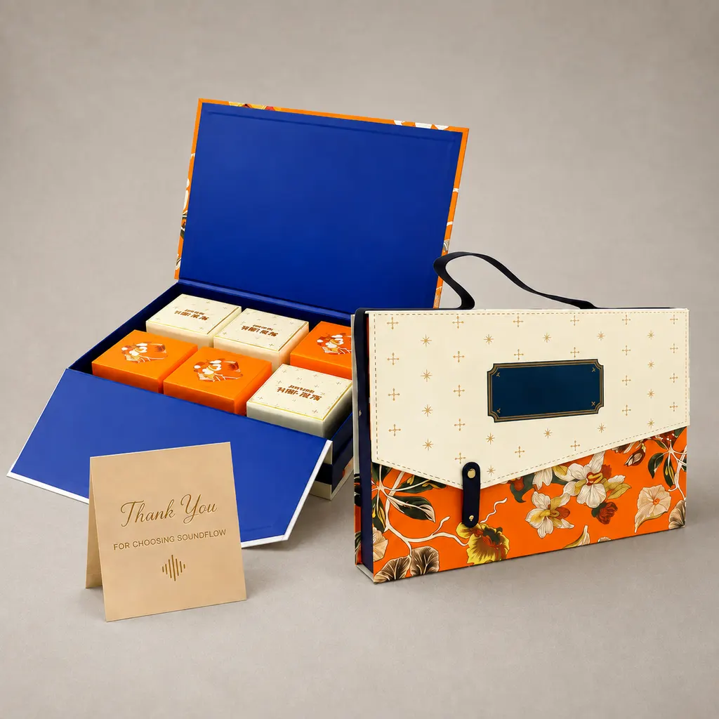 Luxury Tangerine Botanical Envelope Briefcase Rigid Box — image 1 of 4