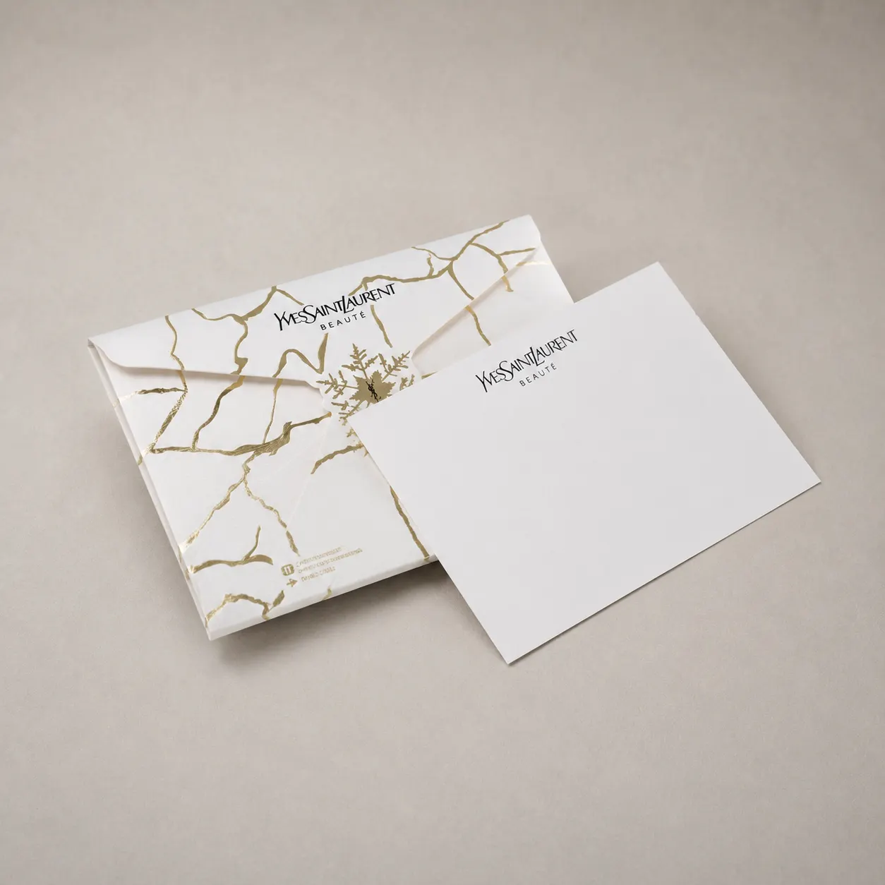 Luxury Pearl White & Gold Kintsugi Snowflake Envelope Set — image 1 of 4