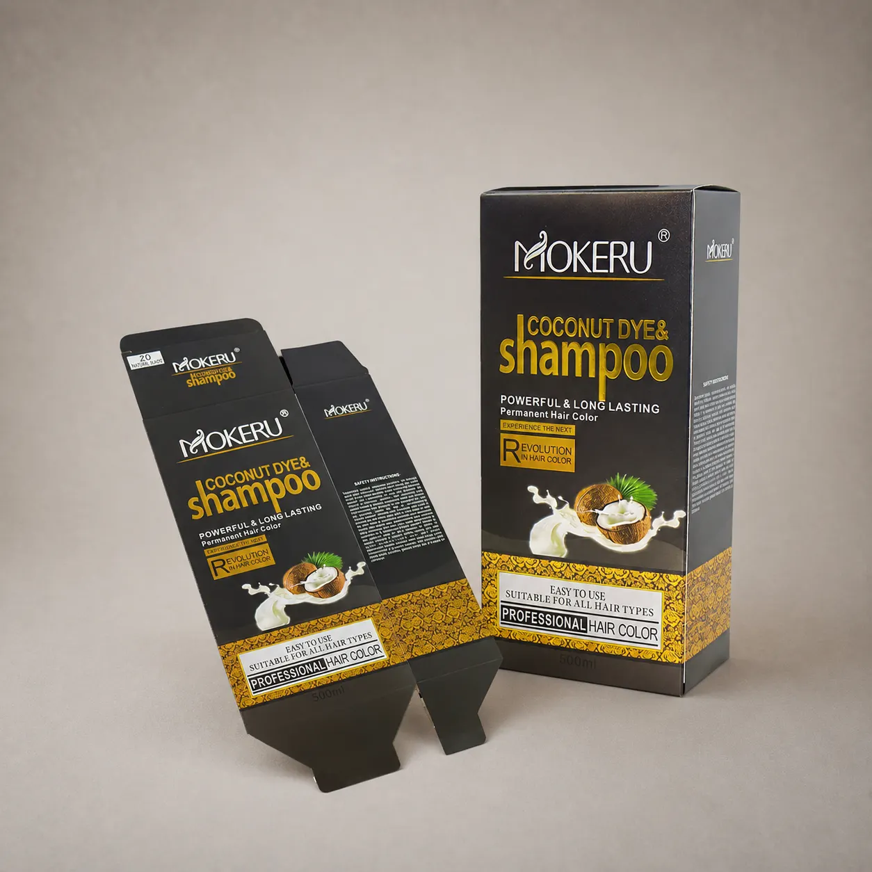 Luxury Black & Gold Hair Dye Folding Carton — image 1 of 4