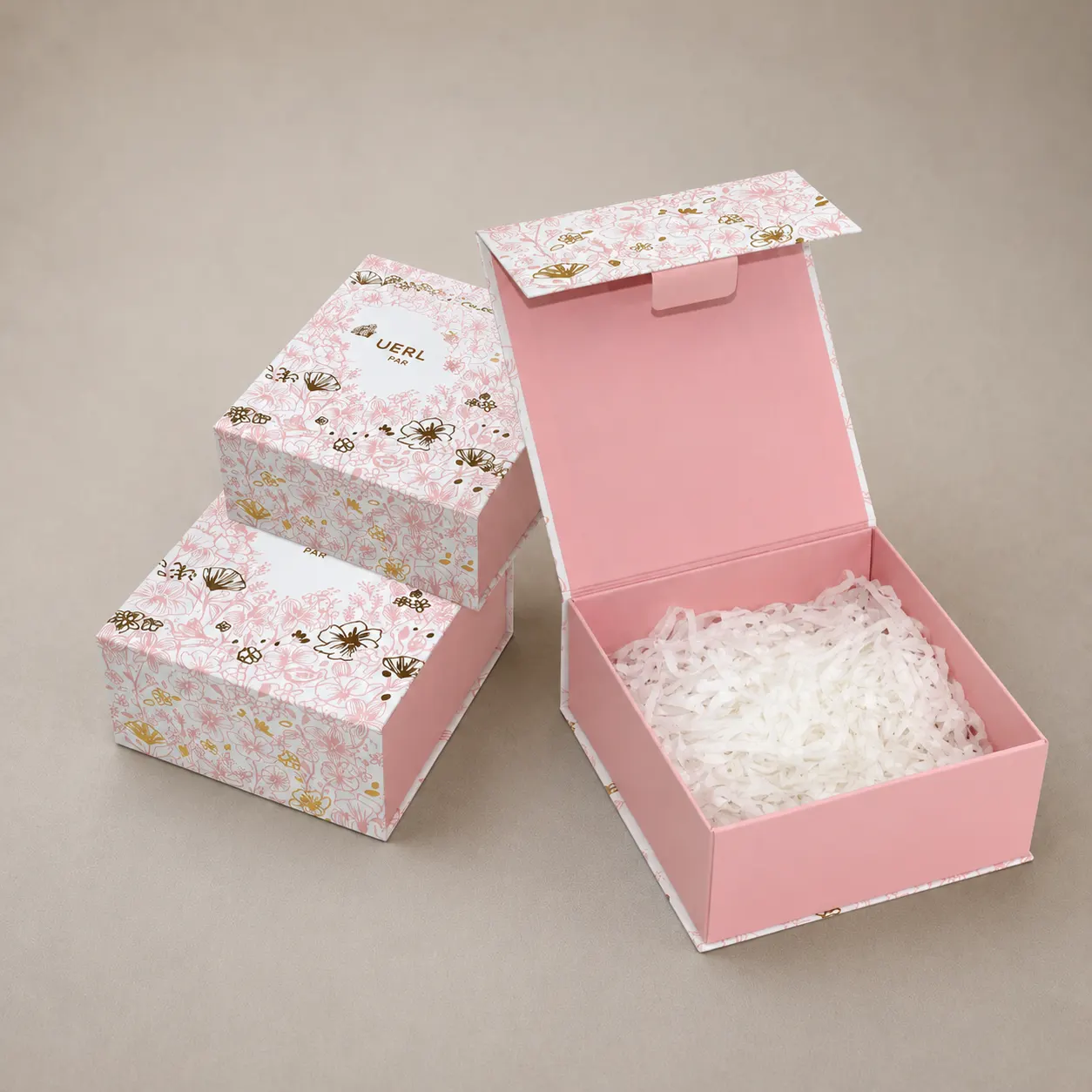 Luxury Blush Pink & Gold Floral Book-Style Rigid Box — image 1 of 4