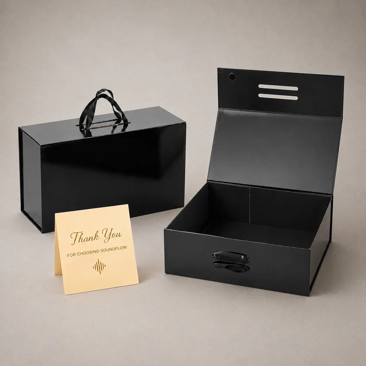 Luxury Piano Gloss Black Collapsible Briefcase Box — image 1 of 3