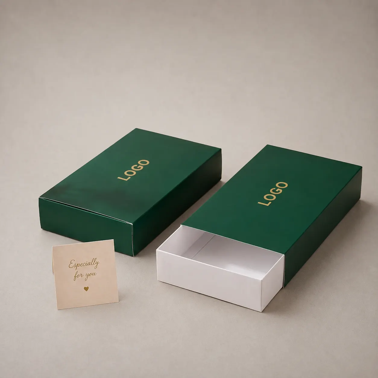Luxury Forest Green & White Sliding Drawer Box — image 1 of 4