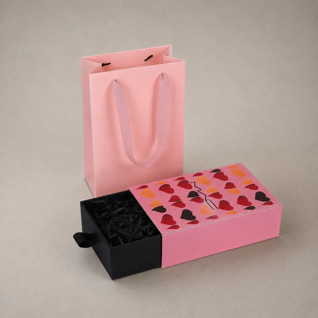Luxury Blossom Pink Floating Hearts Sliding Drawer Box — image 1 of 4