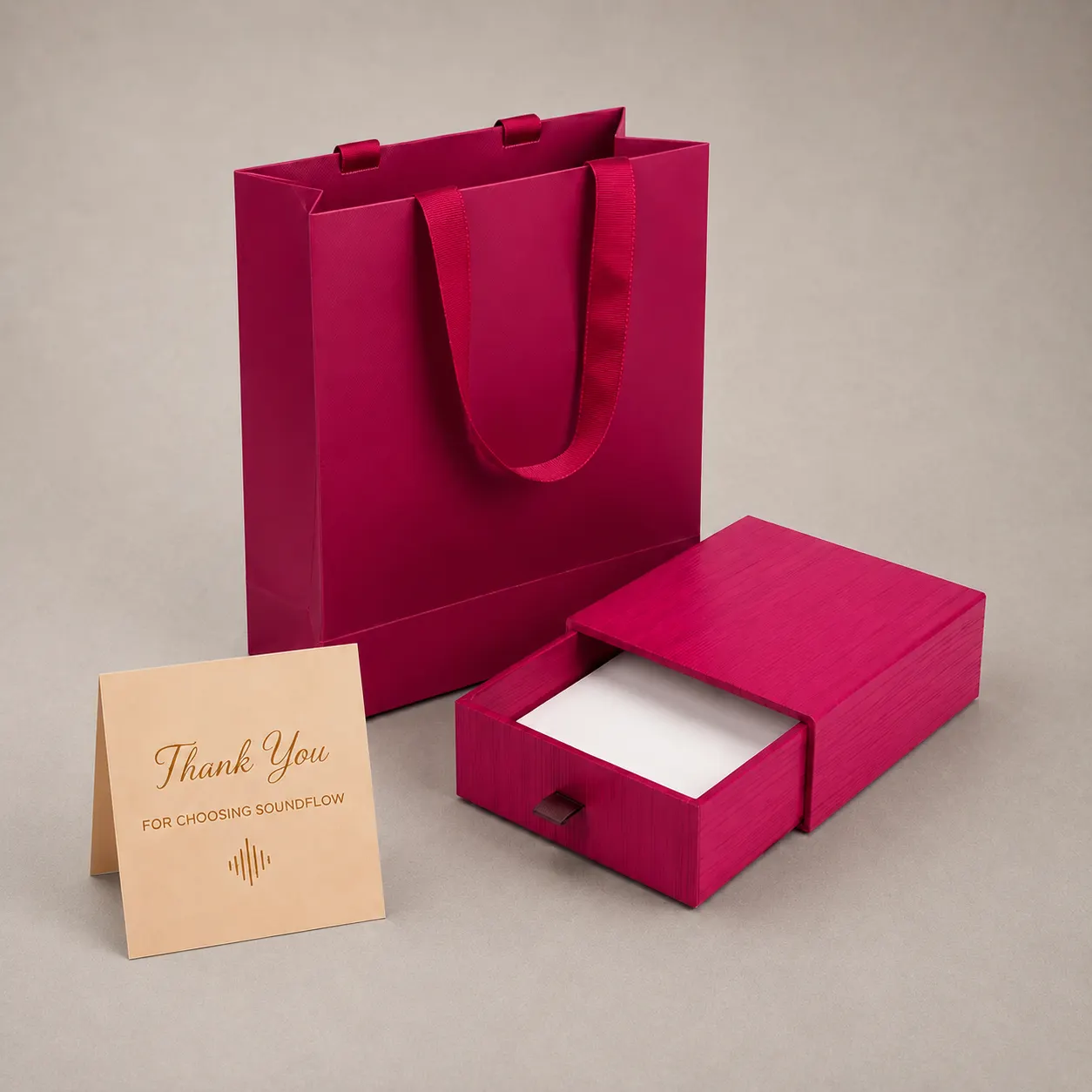 Luxury Magenta Woodgrain Sliding Drawer Box Set — image 1 of 4