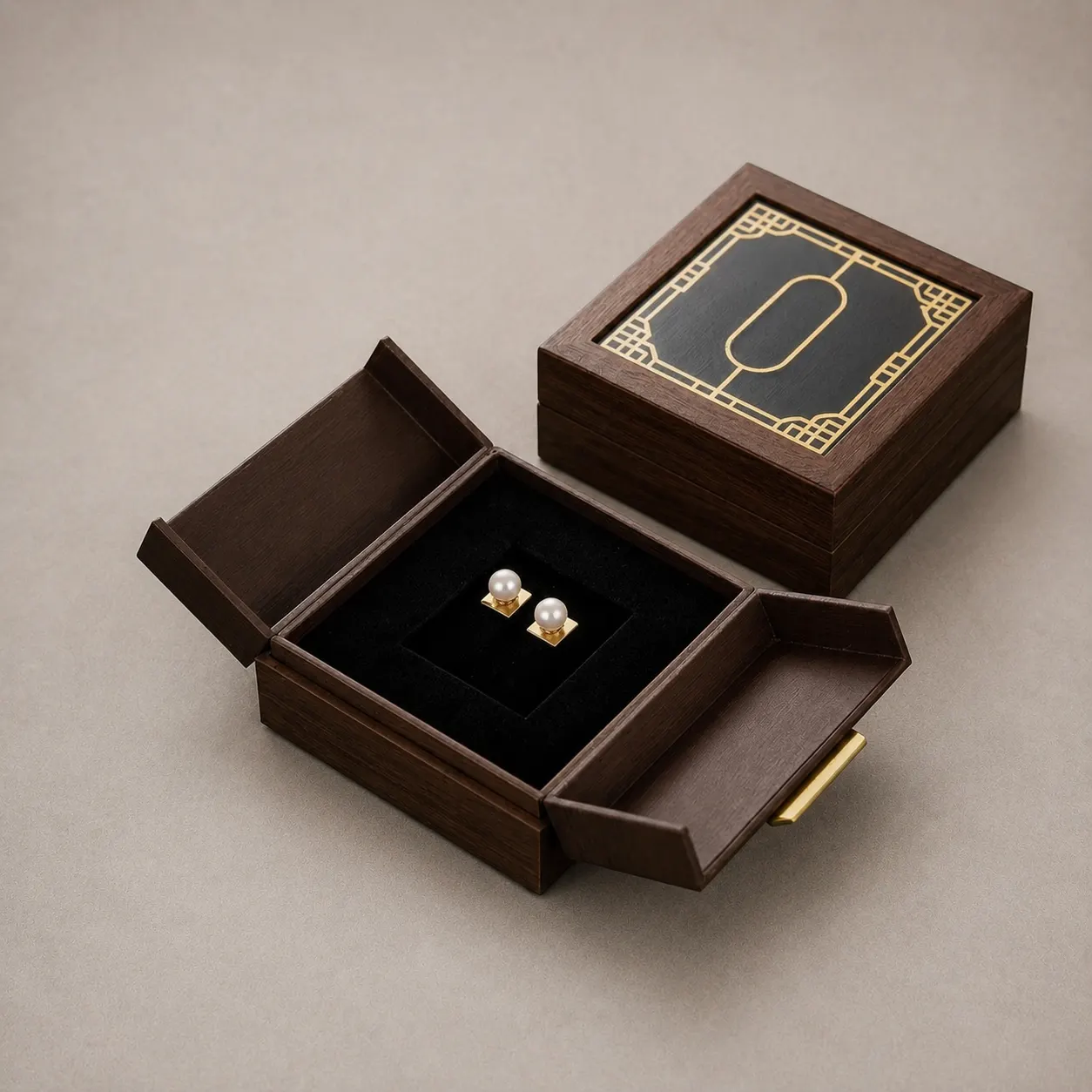 Luxury Walnut Oriental Lattice Jewelry Box — image 1 of 4