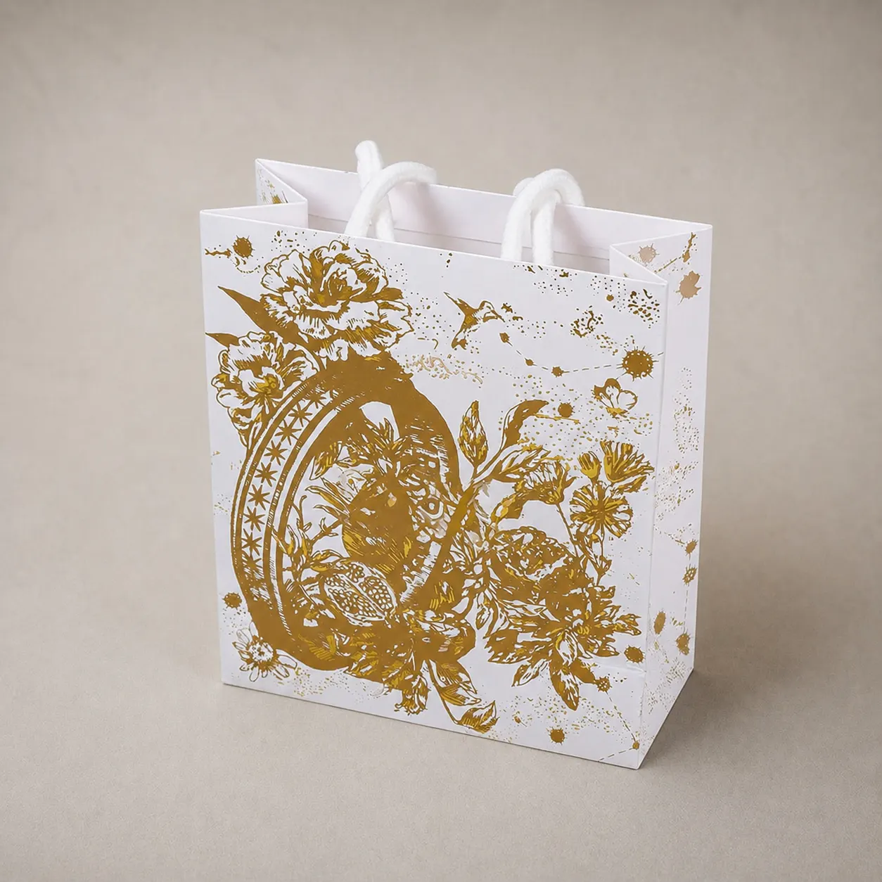 Luxury Botanical Gold Baroque Paper Shopping Bag — image 1 of 4