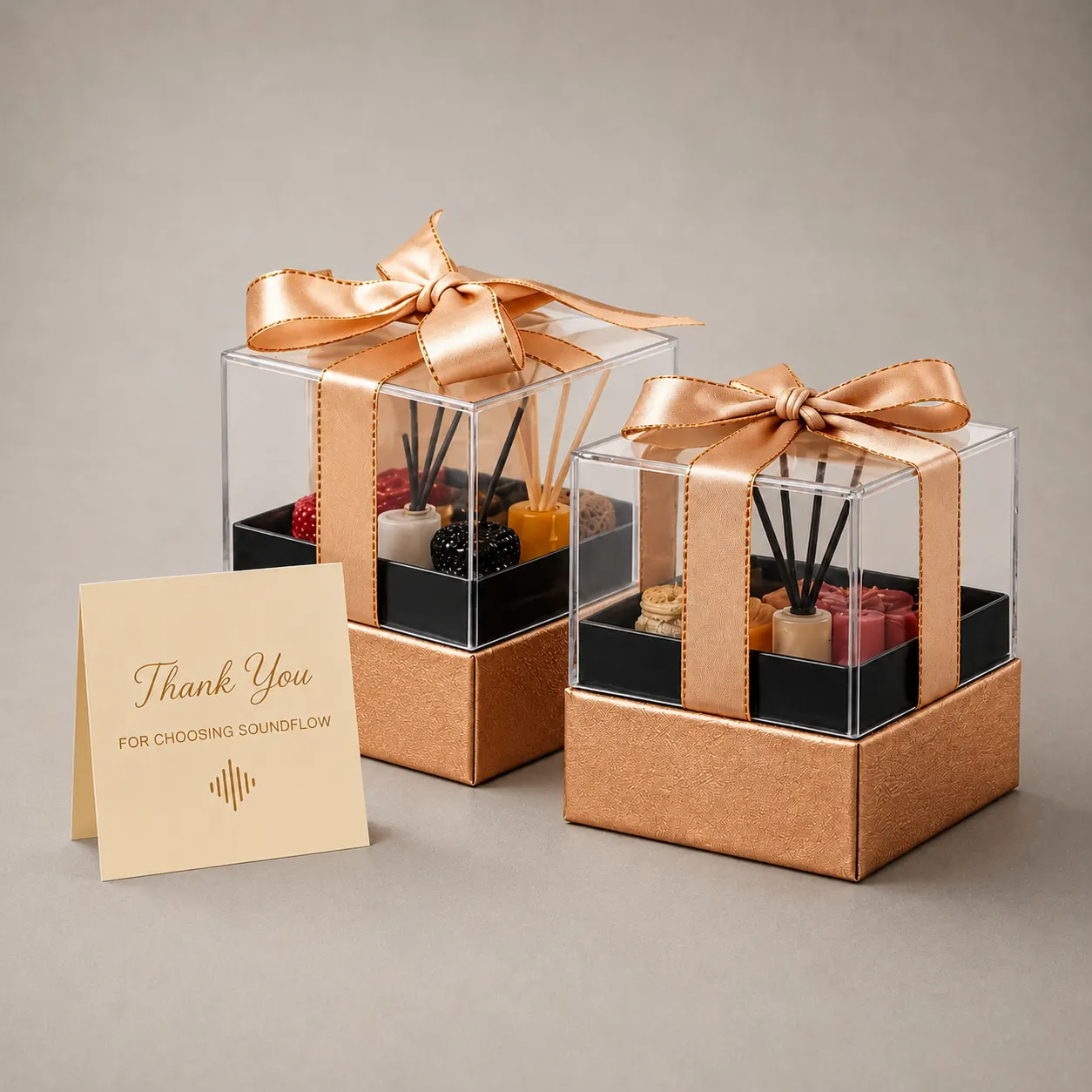 Luxury Bronze Metallic Textured Rigid Base with Clear Acrylic Display Cloche Gift Box — image 1 of 4