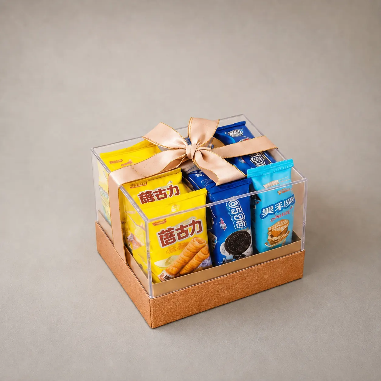 Luxury Bronze Textured Base with Transparent Acrylic Display Hamper Box — image 1 of 4