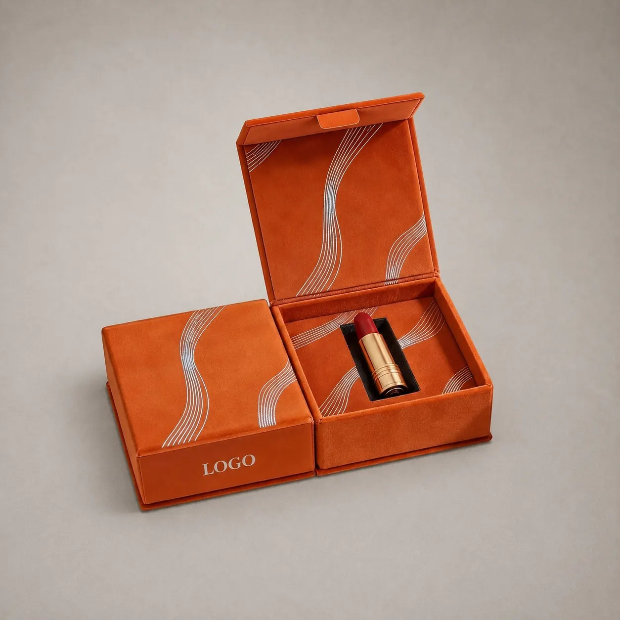 Luxury Terracotta & Silver Wave Magnetic Book-Style Presentation Box — image 1 of 4