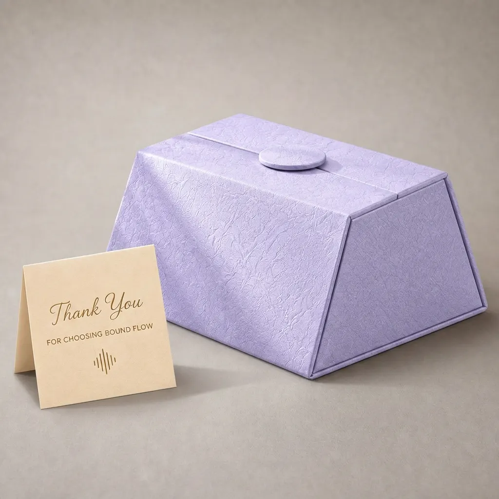 Luxury Lavender Textured Trapezoid Rigid Box with Circular Magnetic Clasp — image 1 of 4