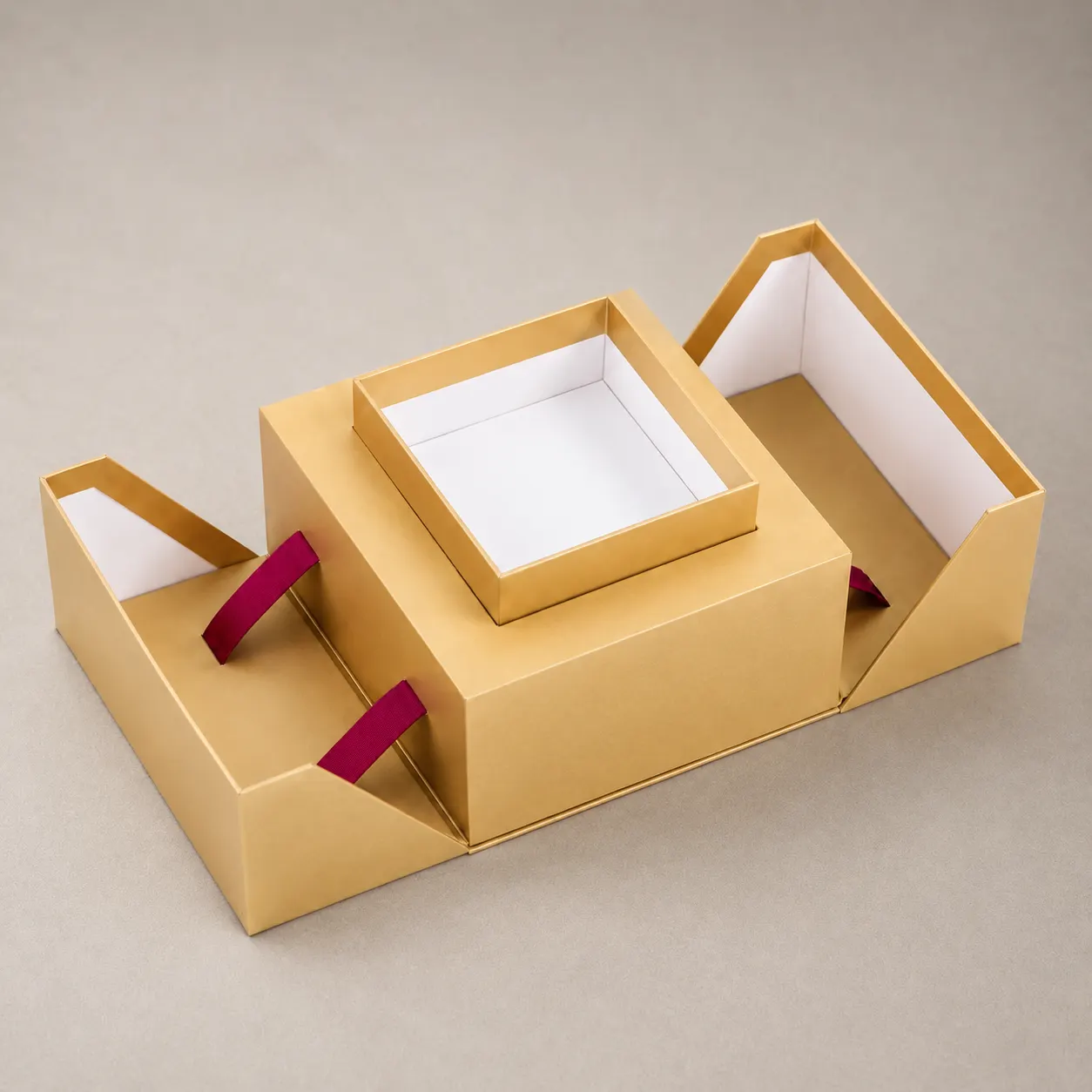 Luxury Metallic Gold Winged Expanding Podium Presentation Box — image 1 of 4