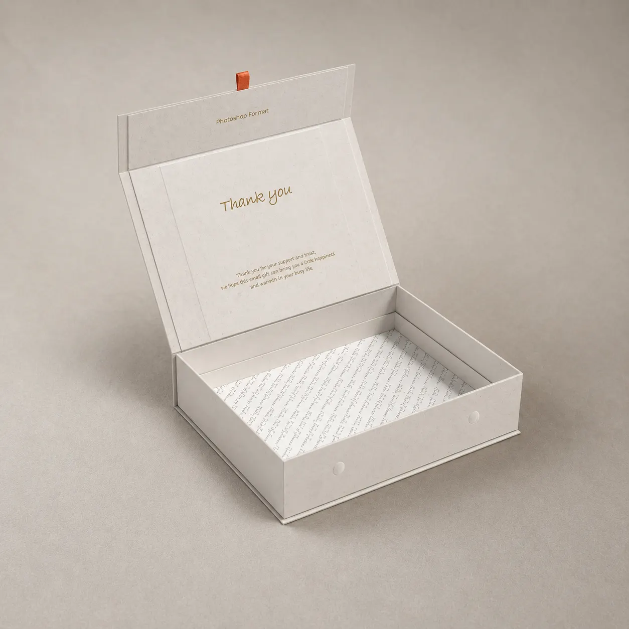 Minimalist Oatmeal Textured Book-Style Rigid Gift Box with Ribbon Pull — image 1 of 4