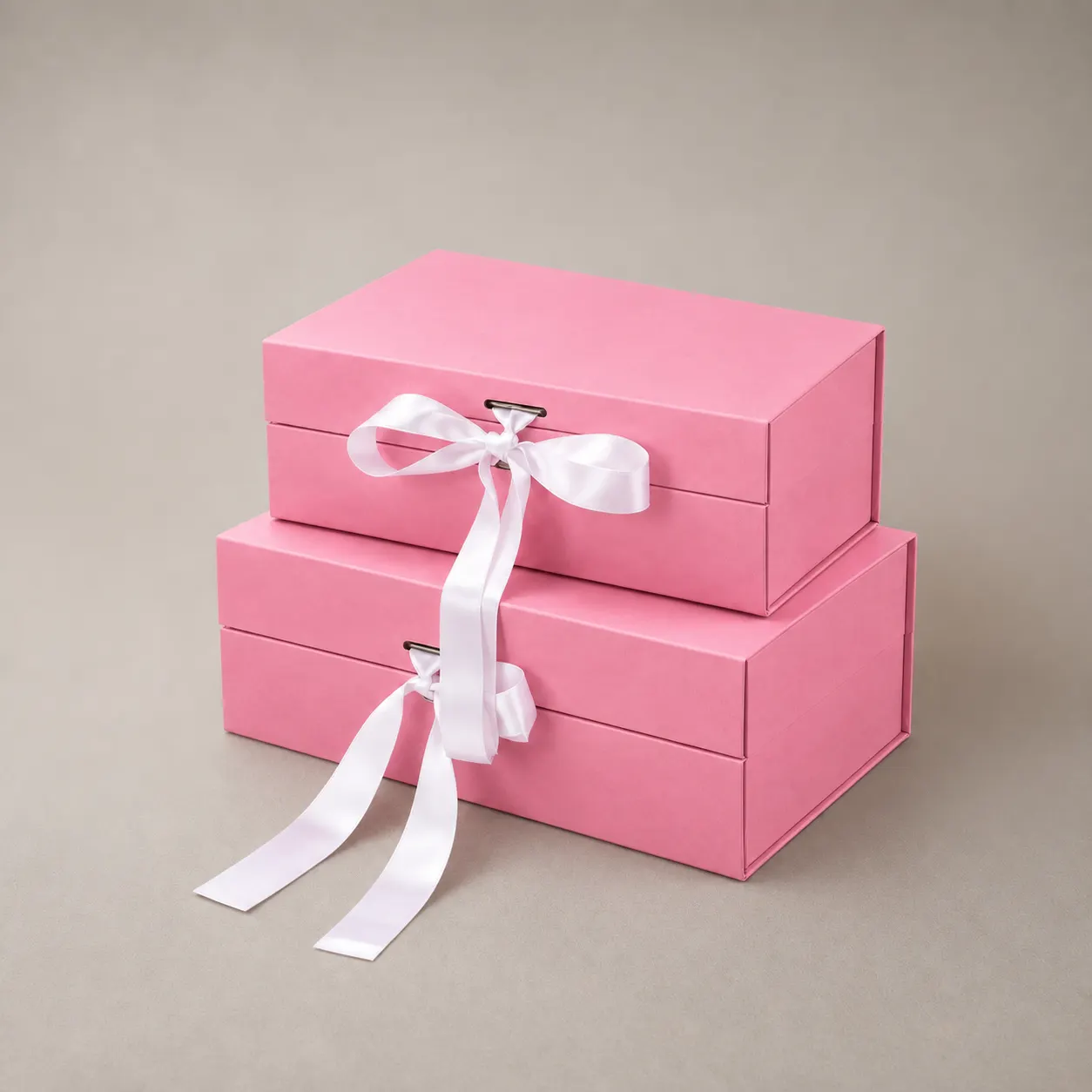 Luxury Pink Ribbon Bow Magnetic Book-Style Rigid Gift Box — image 1 of 4