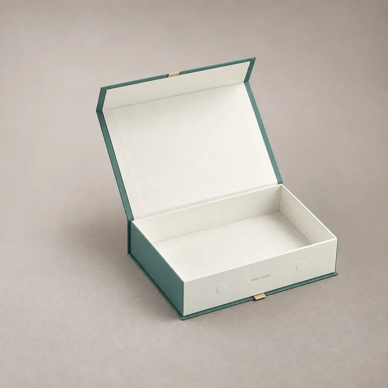 Eucalyptus Teal Magnetic Book-Style Rigid Gift Box with Brushed Gold Tab — image 1 of 4