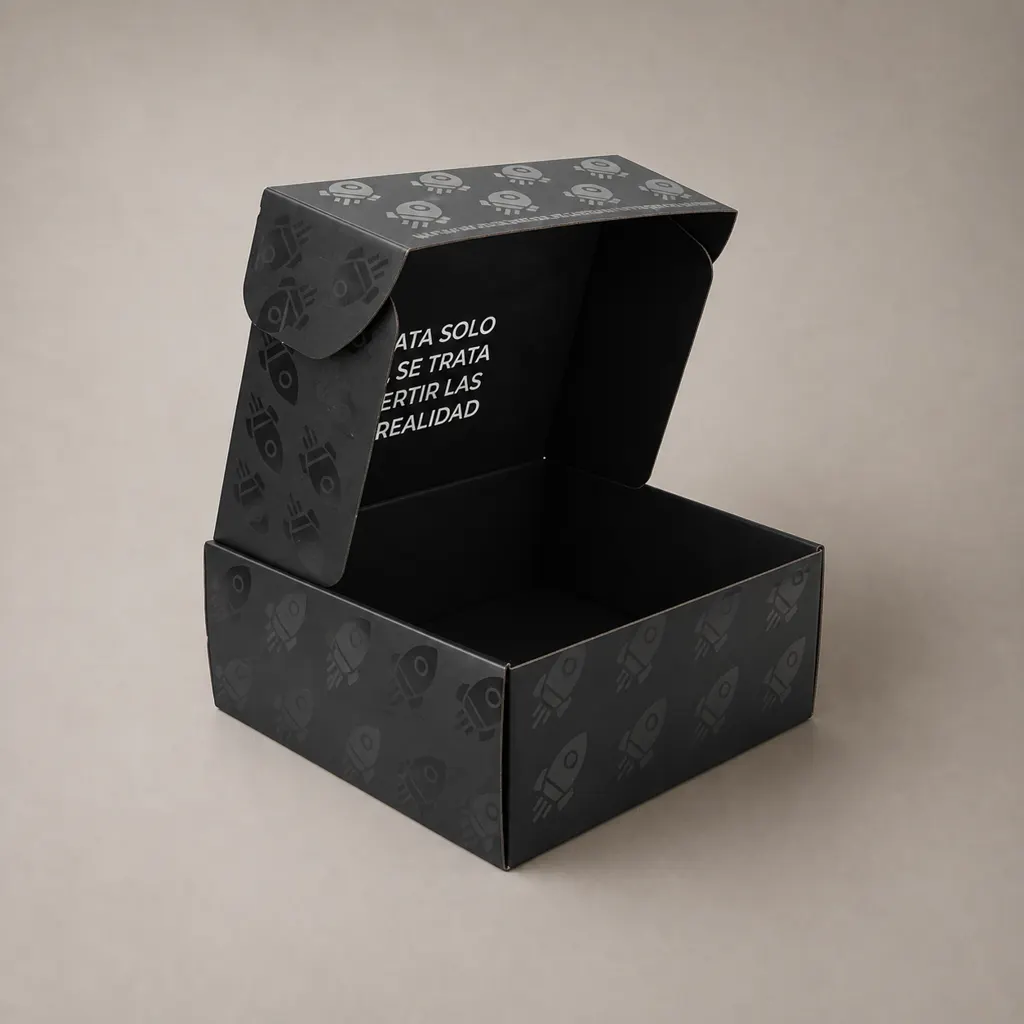 Matte Black Spot UV Patterned Corrugated Tuck-Front Mailer Box