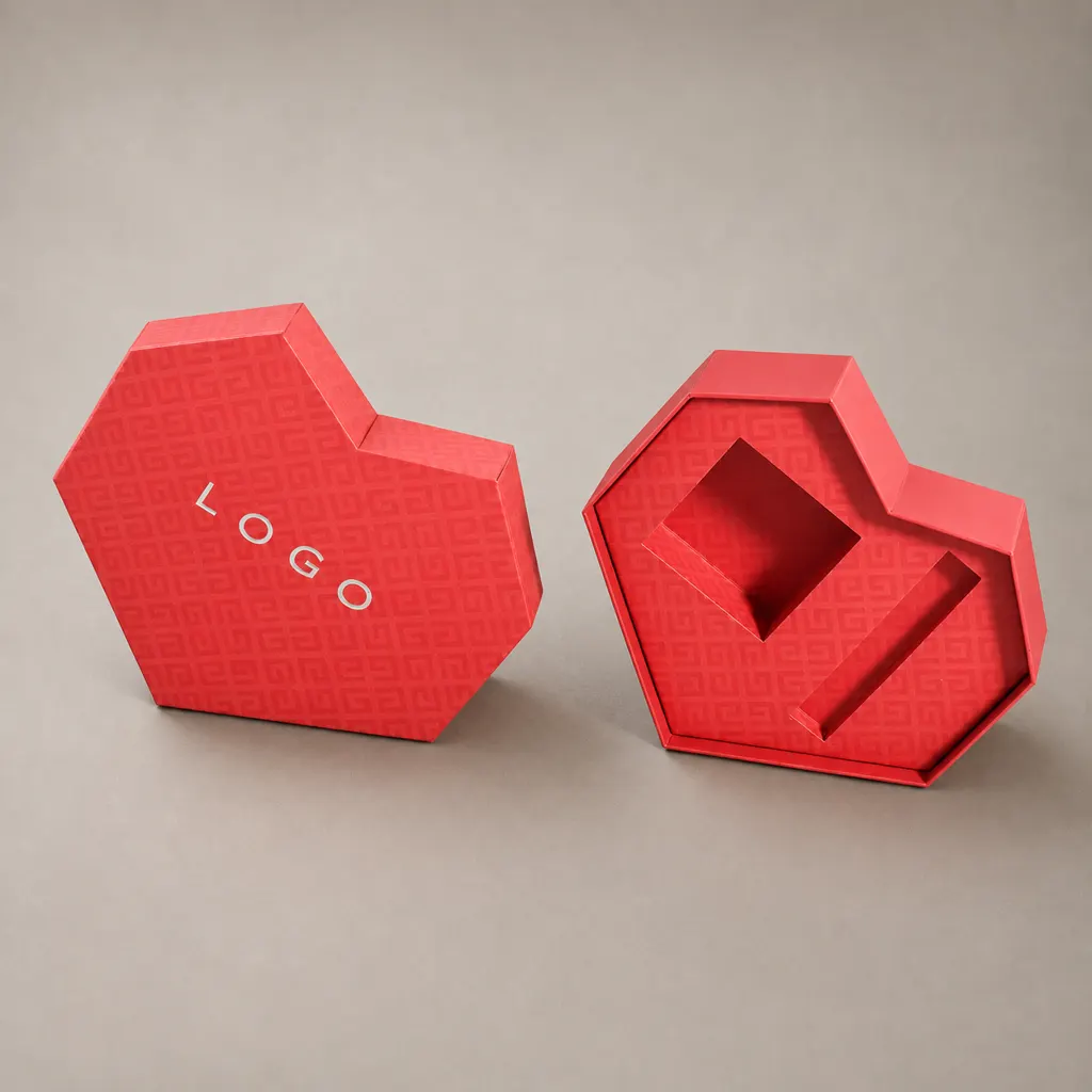 Geometric Heart-Shaped Lid and Base Rigid Gift Box — image 1 of 4