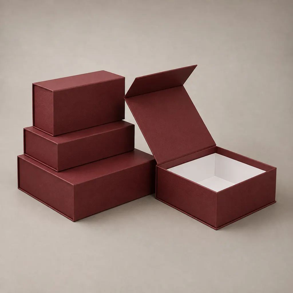 Burgundy Magnetic Book-Style Rigid Presentation Box