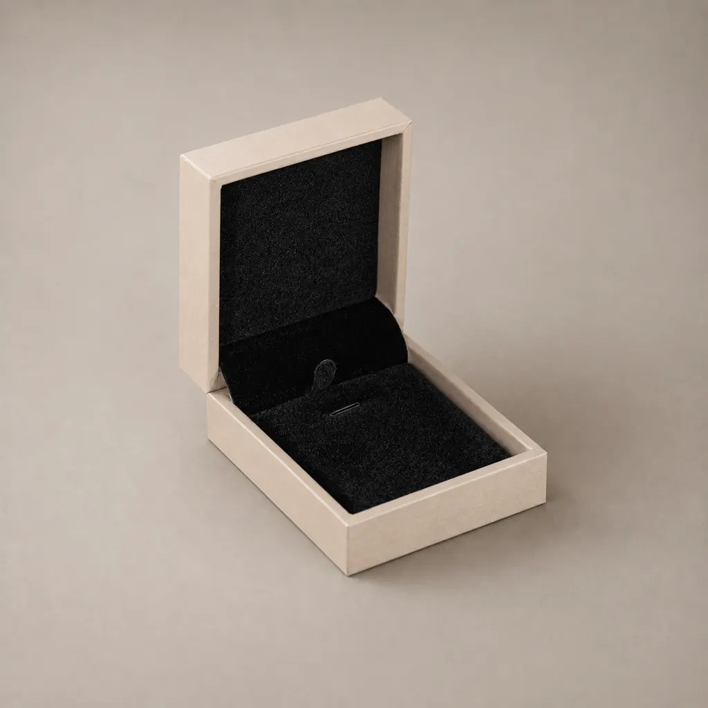 Sand Beige Hinged Velvet Jewelry Presentation Box — image 1 of 4