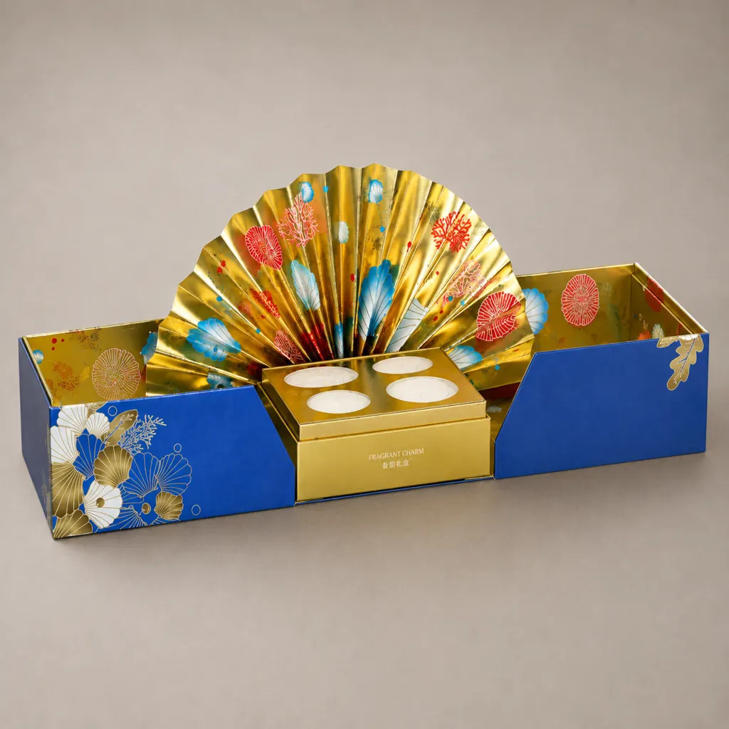 Panoramic Gold Fan Pop-Up Presentation Gift Box — image 1 of 4