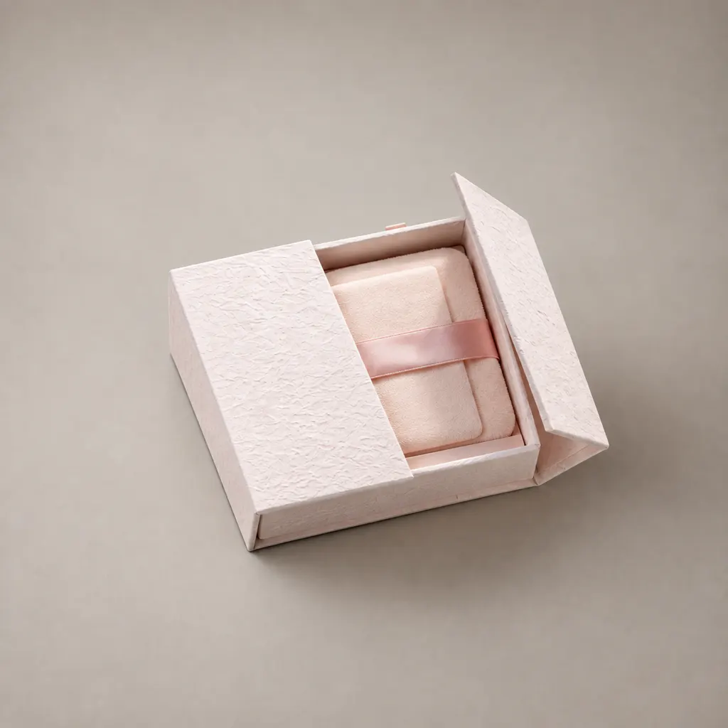 Asymmetric Split-Lid Fibrous Paper Jewelry Presentation Box — image 1 of 4