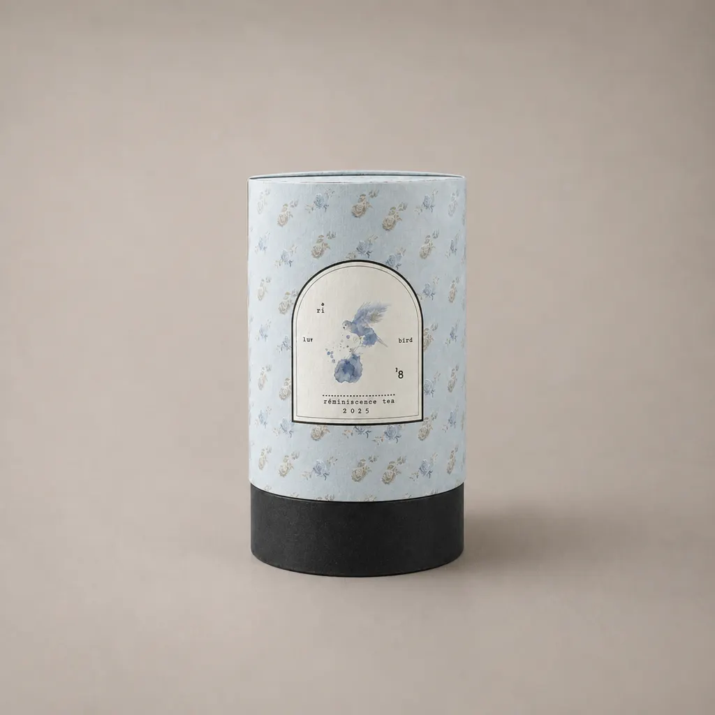 Vintage Floral Arched-Label Tea Cylinder Presentation Box