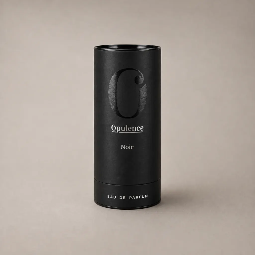 Monochrome Black Spot-UV Cylinder Perfume Presentation Box