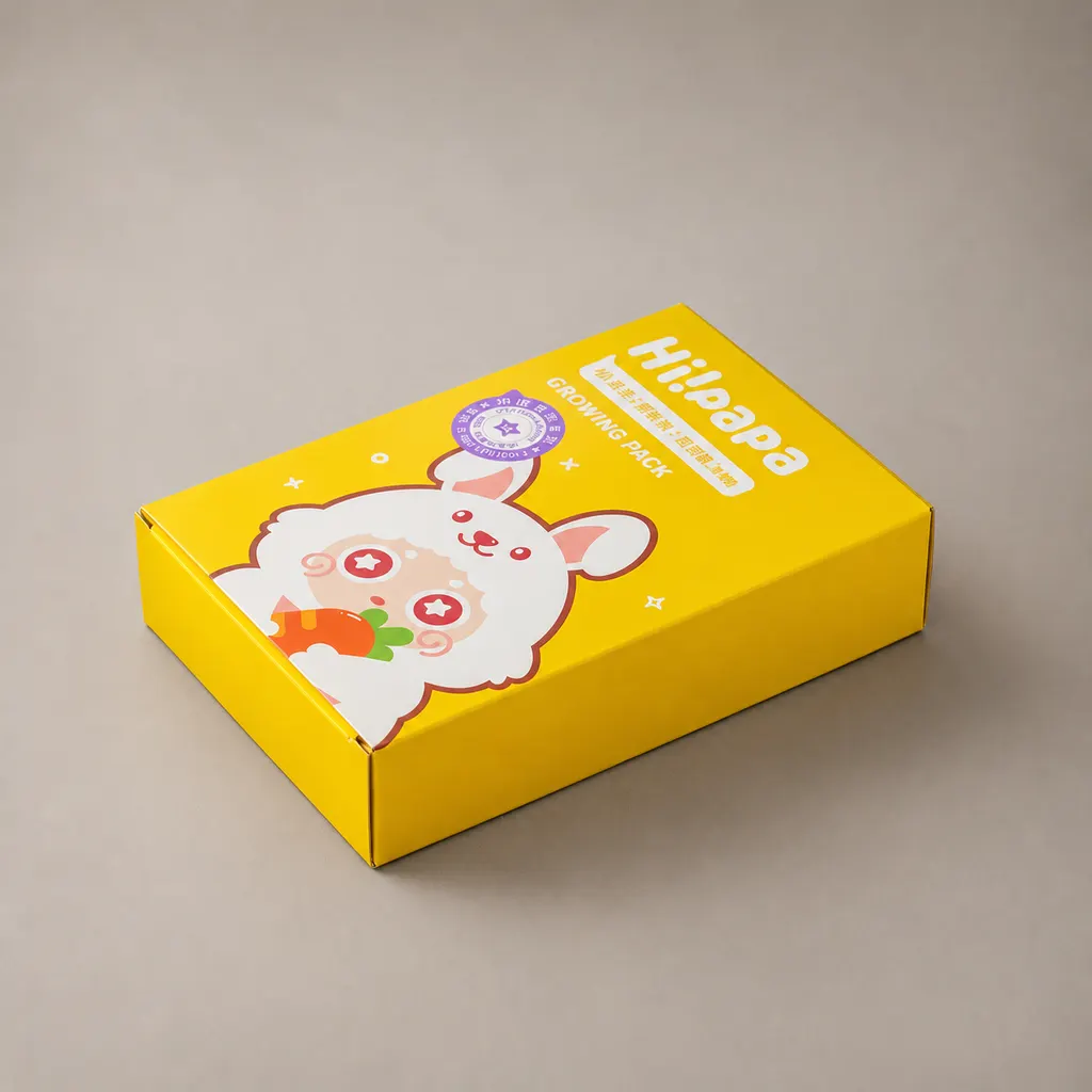 Tuck Top Foldable Cardboard Gift Box With Bright Base Color And Cute Cartoon Character Printing