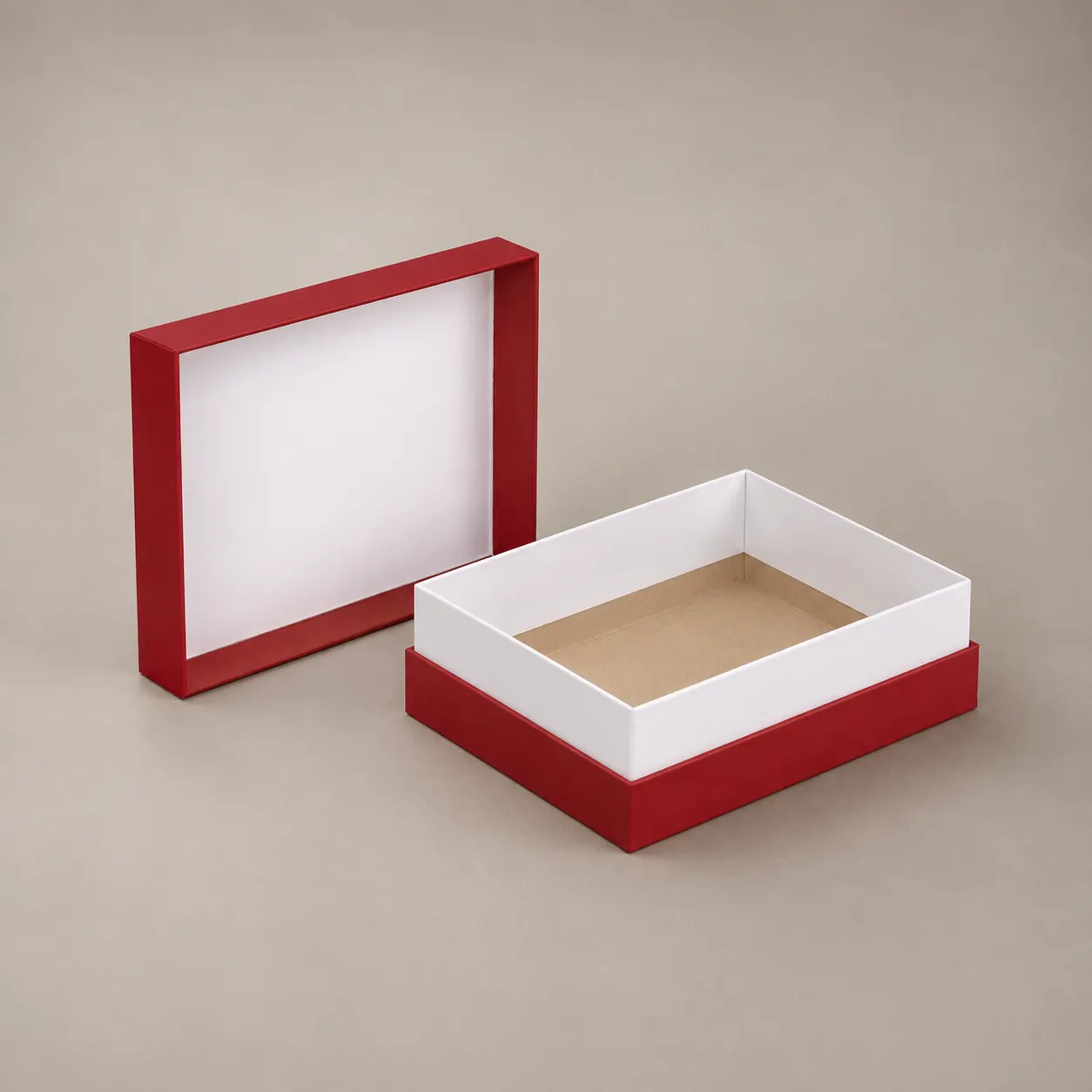 Rectangular Rigid Top And Base Gift Box With Red Outer Cover For General Gift Packaging