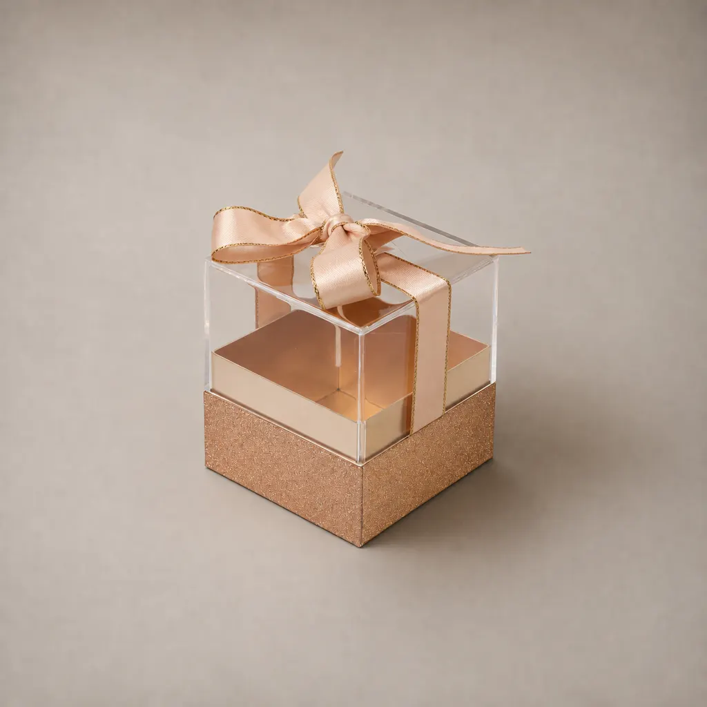 Custom Square Gift Box With Acrylic Lid And Ribbon Bow — image 1 of 5