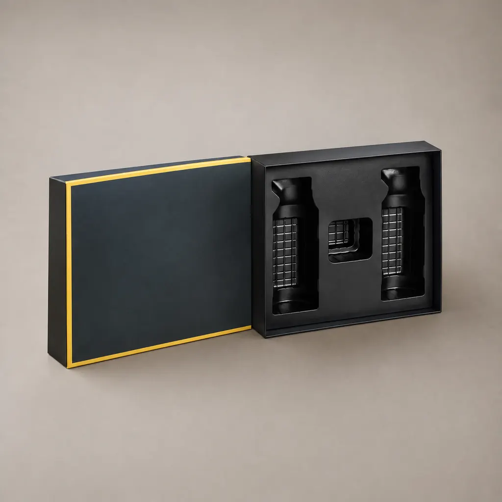 Luxury Rigid Lid And Base Gift Box With Custom Foam Insert And Gold Border Decoration — image 1 of 4