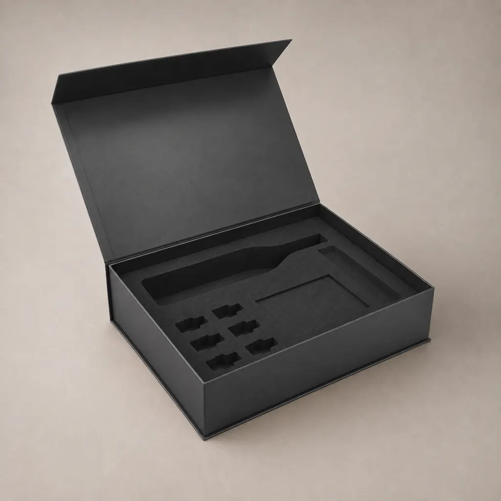 Custom Hardcover Book Shaped Gift Box With Molded Foam Insert — image 1 of 4
