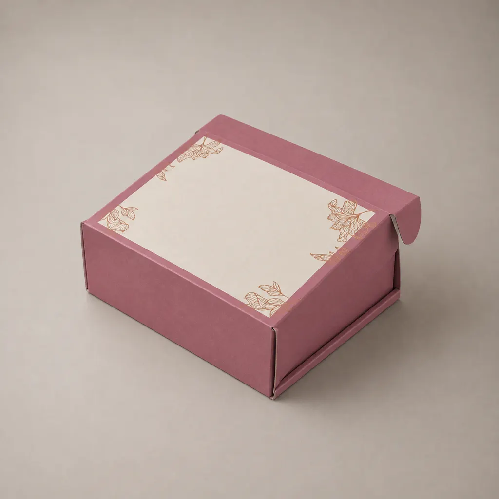 Custom Folding Airplane Mailer Box With Golden Floral Pattern Printing — image 1 of 4