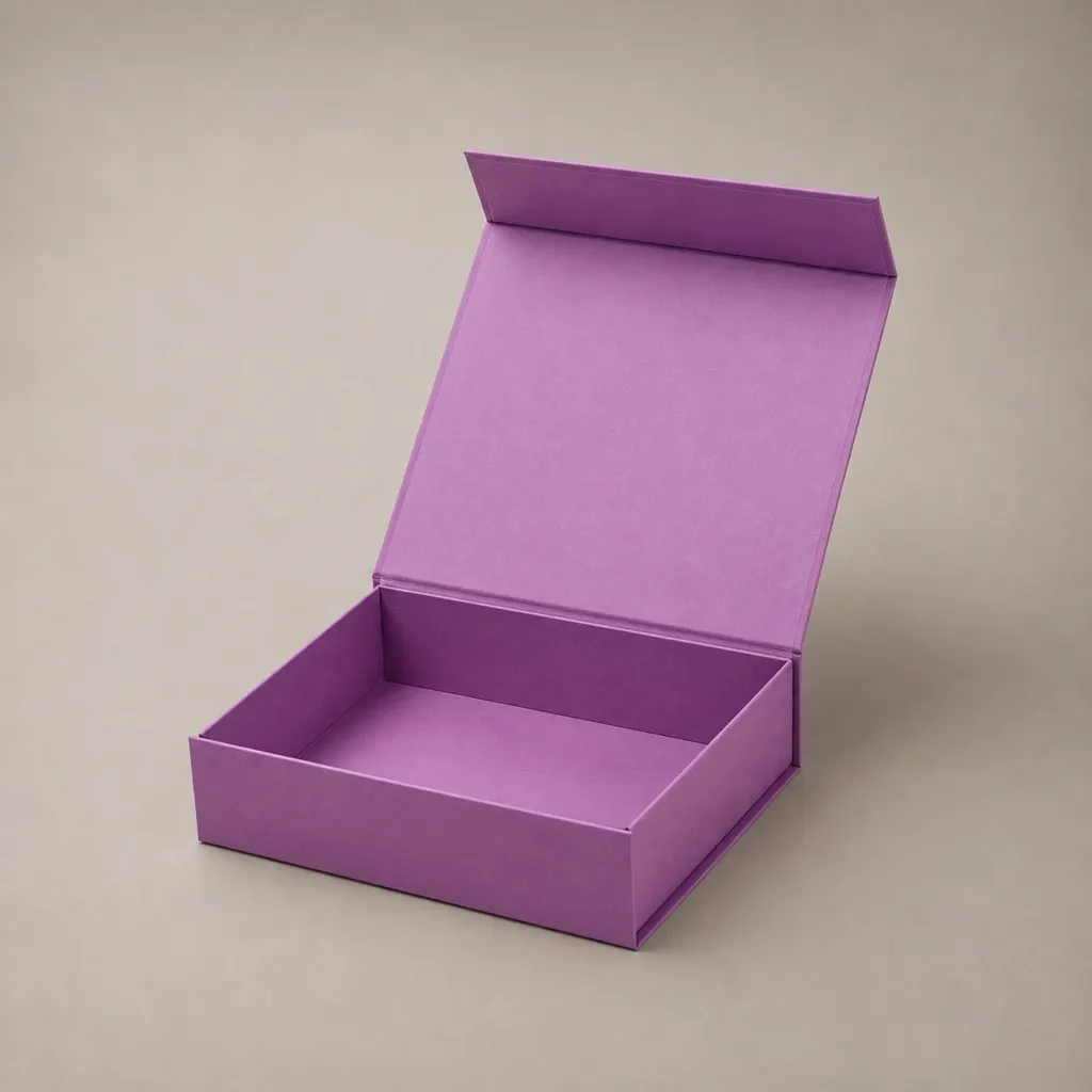 Custom Solid Purple Magnetic Closure Book Shaped Rigid Gift Box — image 1 of 4