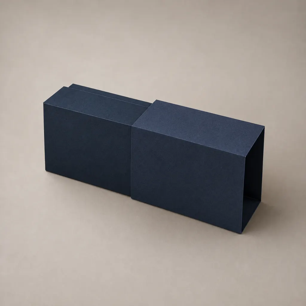 Custom Navy Blue Sliding Drawer Rigid Gift Box, Simple Pull-out Drawer Packaging Box — image 1 of 4