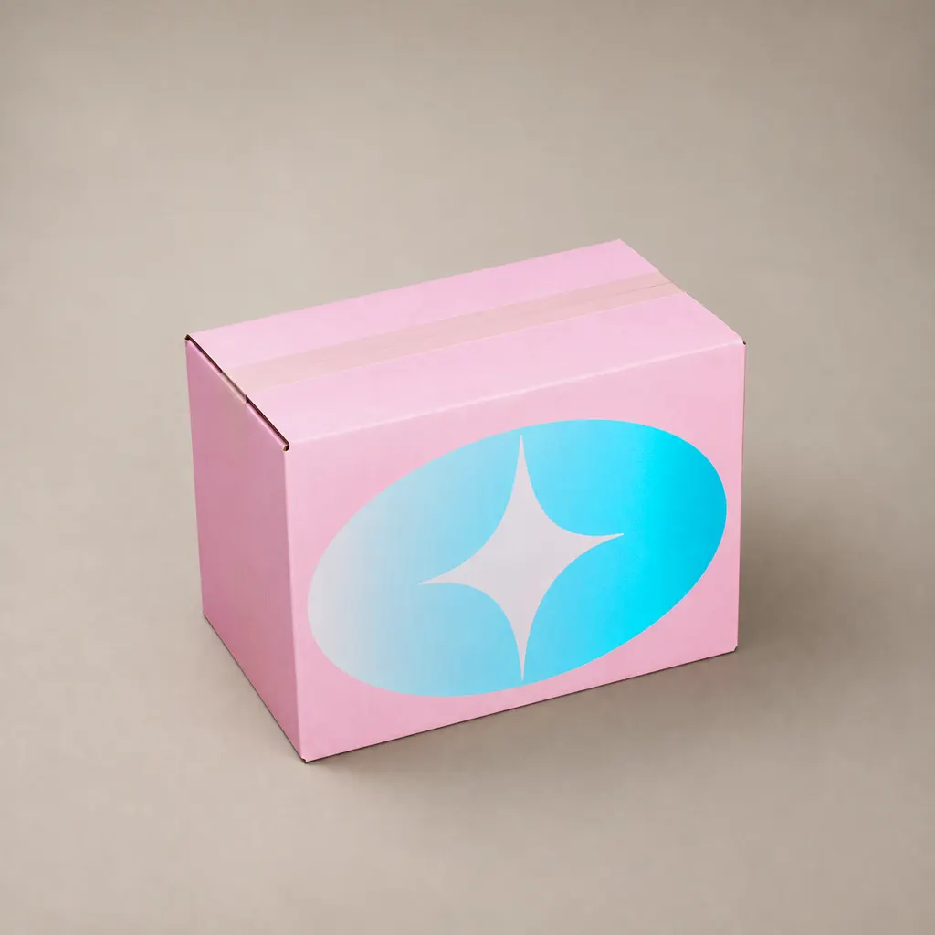 Pink Top and Bottom Corrugated Gift Box With Gradient Graphic Printing — image 1 of 4