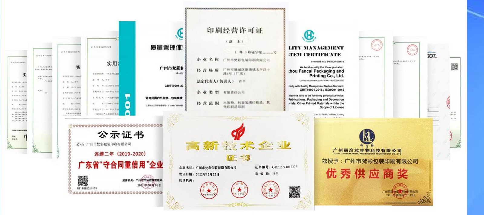 YIHE factory certificates and honors